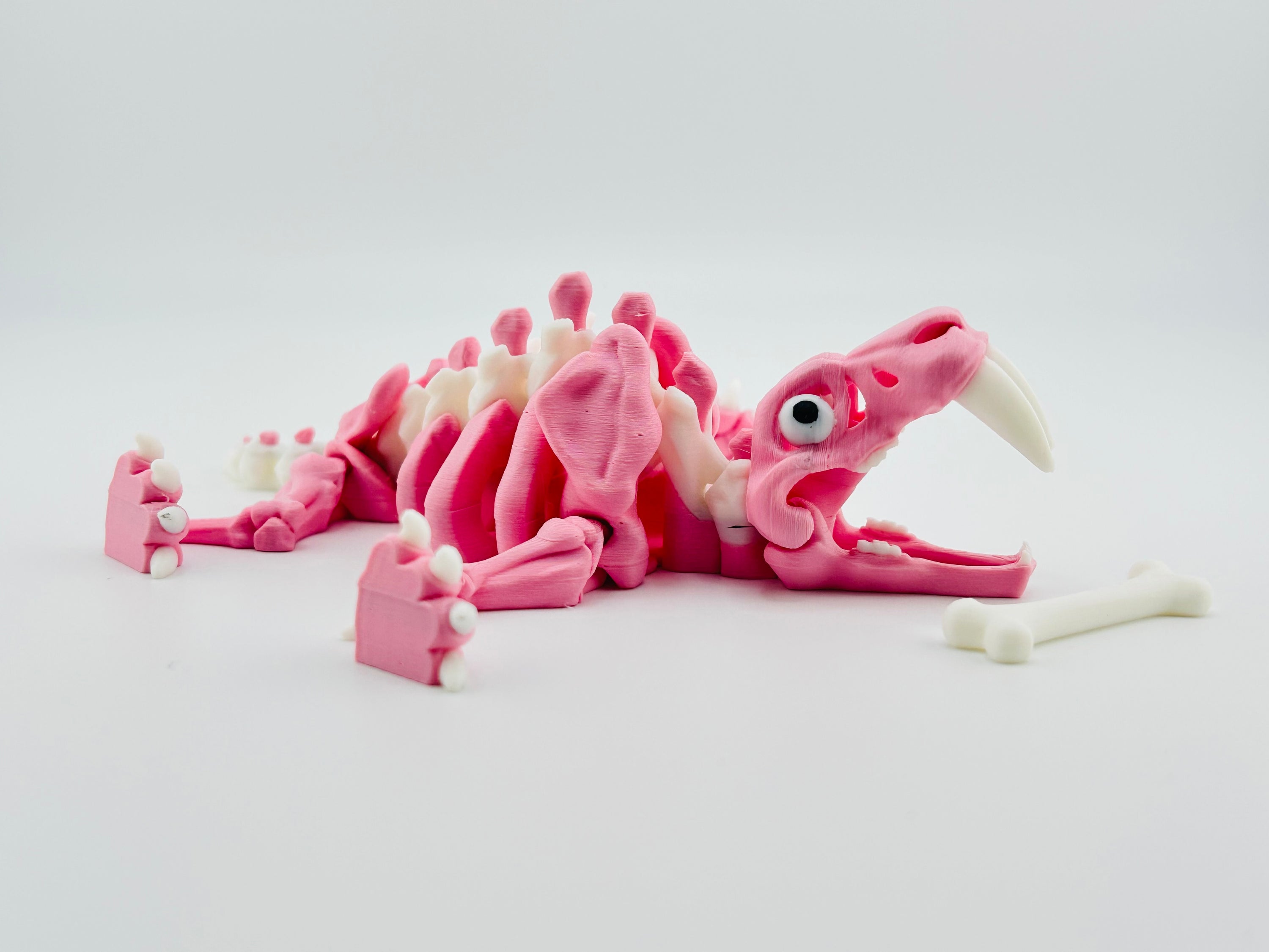 Skeleton Saber Tooth Tiger Pink