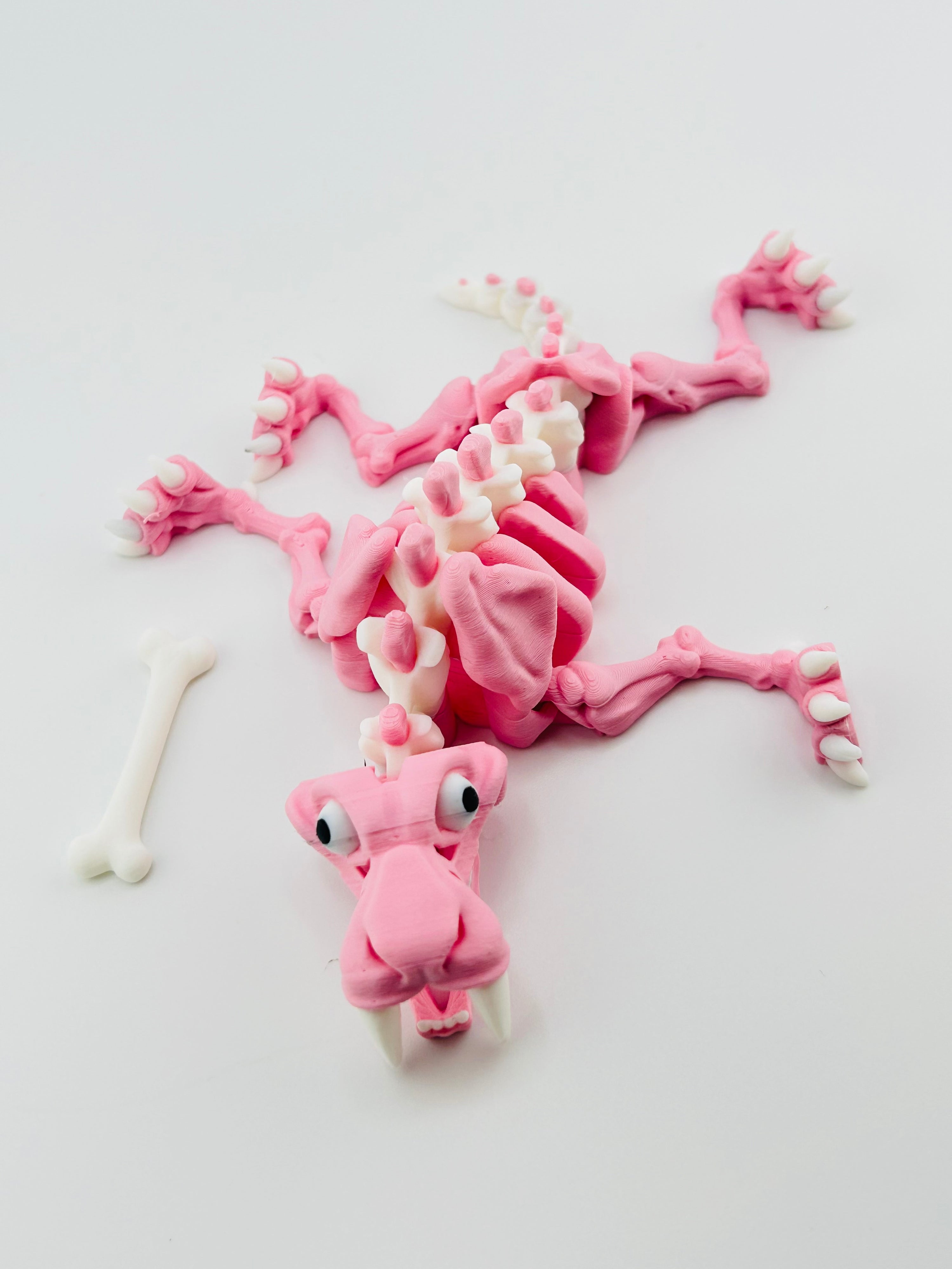 Skeleton Saber Tooth Tiger Pink