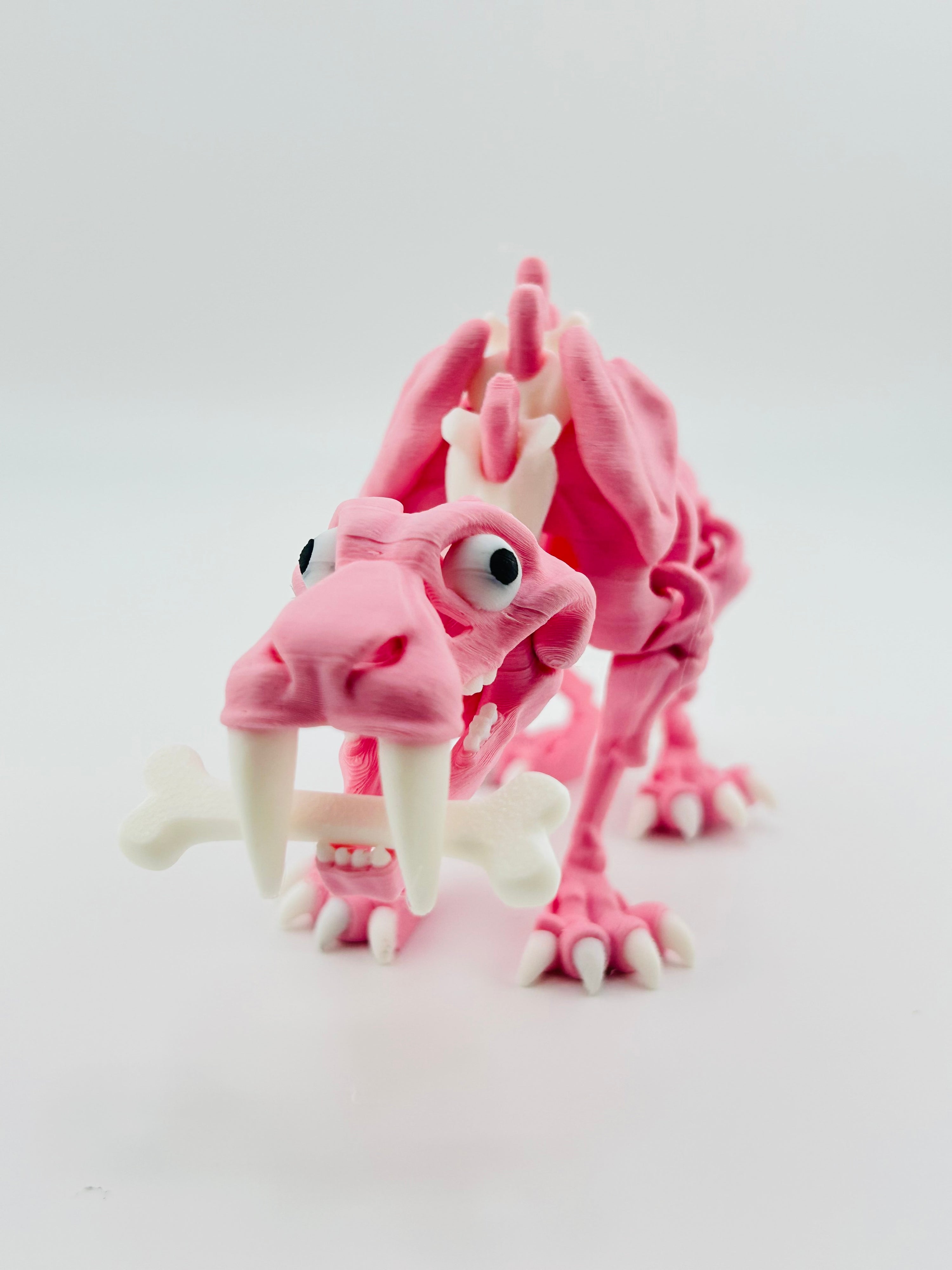 Skeleton Saber Tooth Tiger Pink