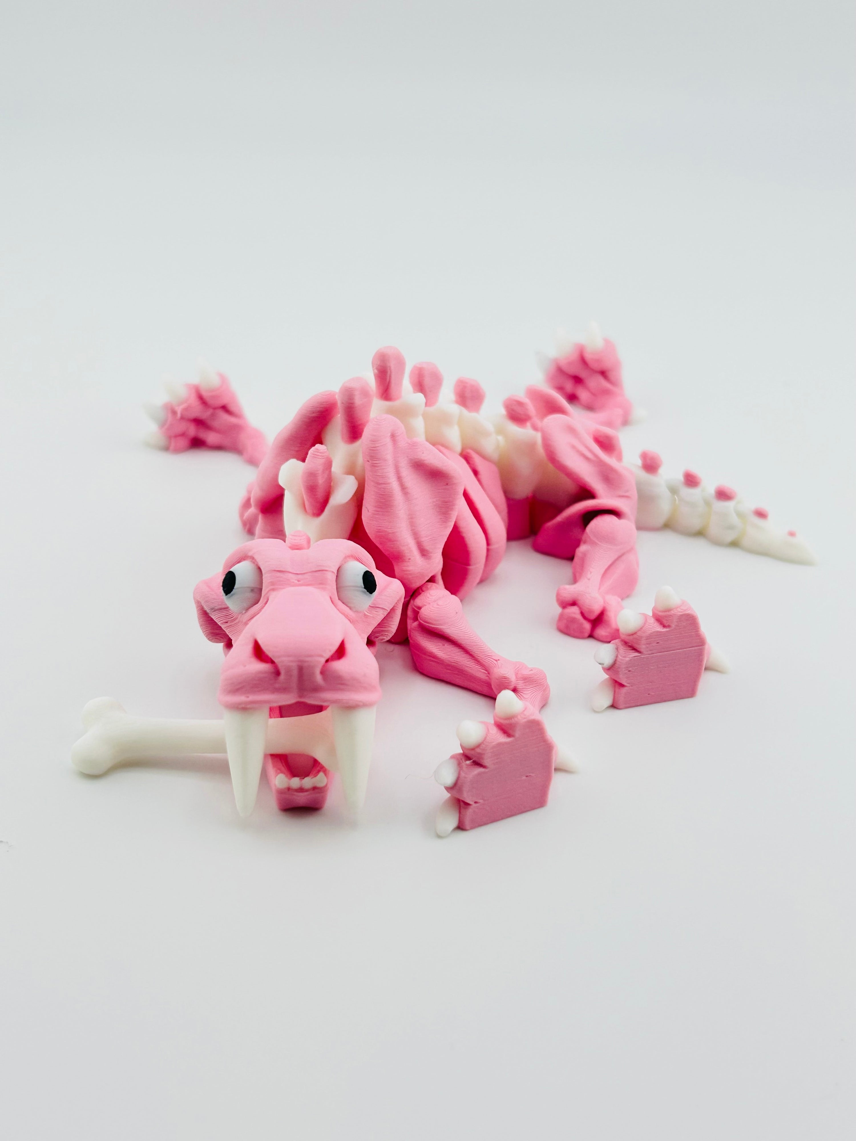 Skeleton Saber Tooth Tiger Pink